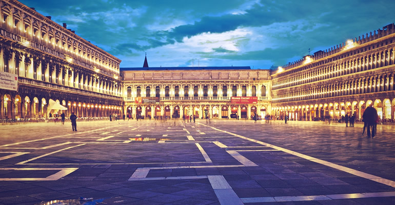 Piazza San Marco in Venice without tourists